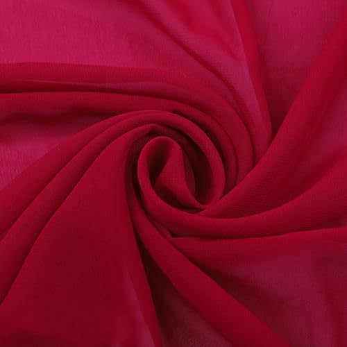 YYCRAFT Chiffon Fabric by The Yard 59" Wide 5 Yards, Dark Red