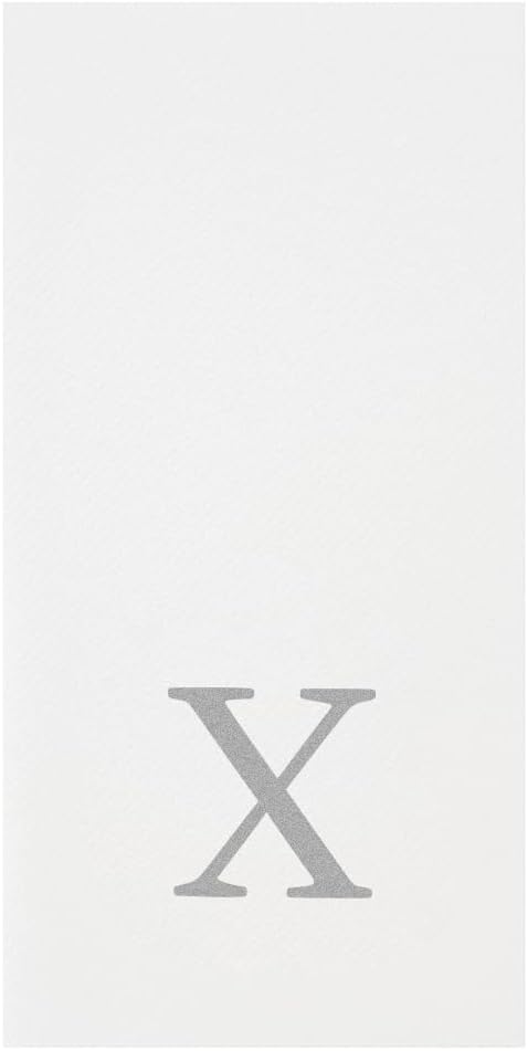 Luxenap 15.8 X 7.9 Inch Linen-Feel Guest Towels, 2000 Lettered Hand Towels - Silver Letter 'X', Sans Serif Font, White Paper Dinner Napkins, airlaid, For Restrooms And Tables - Restaurantware