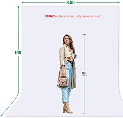 EMART 10 x 10 ft Photo Video Studio Heavy Duty Adjustable Backdrop Support System Kit with Emart 8.5x10ft White Photo Backdrop for Photography