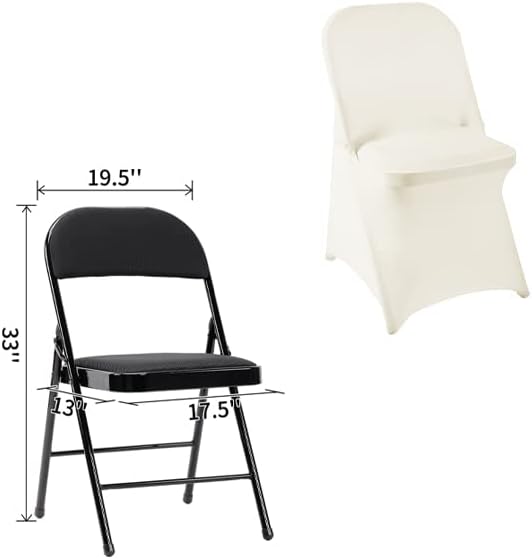 36 PCS Waterproof Stretch Spandex Folding Chair Covers, Dining Room Chair Slipcovers Protector for Wedding, Banquet, Party, Holidays, Celebration and Decoration（Ivory）
