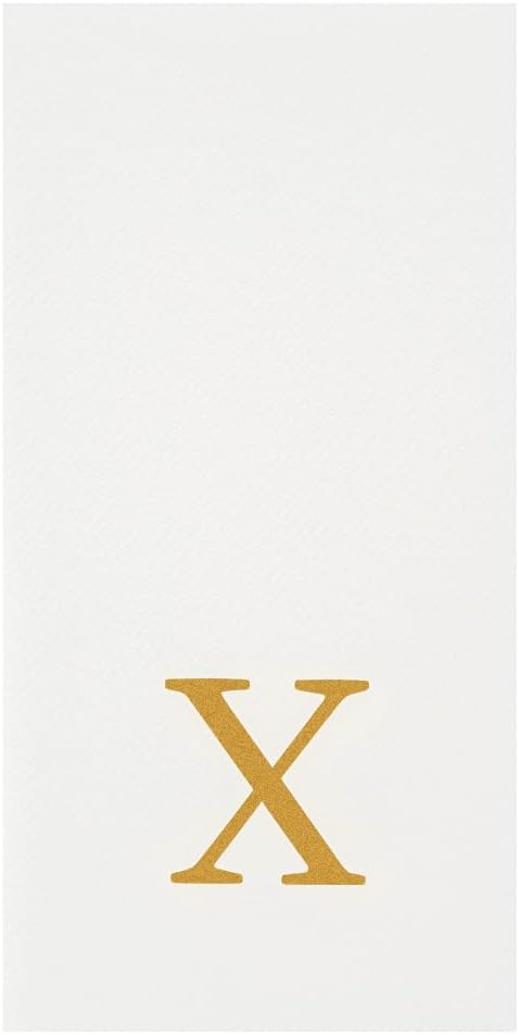 Luxenap 15.8 X 7.9 Inch Linen-Feel Guest Towels, 2000 Lettered Hand Towels - Gold Letter 'X', Sans Serif Font, White Paper Dinner Napkins, airlaid, For Restrooms And Tables - Restaurantware