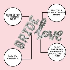 Bachelorettesy 28pc Bachelorette Party Decorations Kit for Bride to Be, Bridal Shower Decorations, Engagement Party – Balloons, Sash, Foil Backdrop Curtain (All Silver)