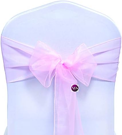 VDS Pack of 300 Organza Chair Sashes for Weddings & Events Décor | Sheer Shiny Dining Chair Bows for Banquet, Party, Reception | Reusable Decorative Sash for Folding & Chiavari Chairs - Pink