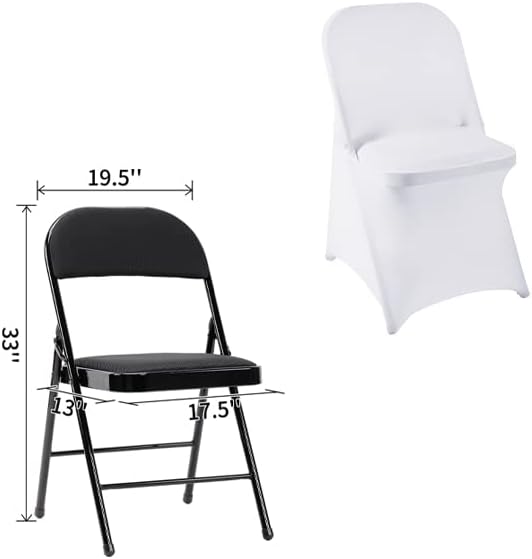 12 PCS Waterproof Stretch Spandex Folding Chair Covers, Dining Room Chair Slipcovers Protector for Wedding, Banquet, Party, Holidays, Celebration and Decoration（White）