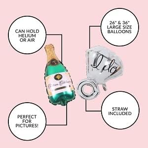 Bachelorettesy 28pc Bachelorette Party Decorations Kit for Bride to Be, Bridal Shower Decorations, Engagement Party – Balloons, Sash, Foil Backdrop Curtain (All Silver)