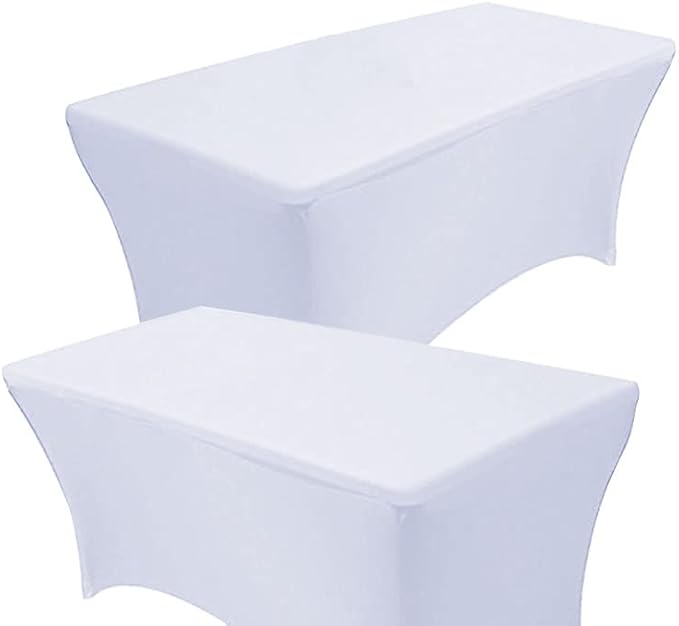 RELIANCER 2 Pack Stretch Spandex Table Covers for Rectangular Tables,6FT Elastic Fitted Tablecloth,Universal Rectangular Table Cloth Protector for Outdoor Party,Wedding,Bar,Birthday,Banquet,Events