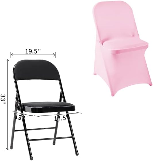 36 PCS Waterproof Stretch Spandex Folding Chair Covers, Dining Room Chair Slipcovers Protector for Wedding, Banquet, Party, Holidays, Celebration and Decoration（Pink）