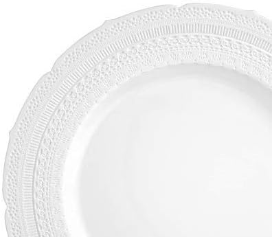 OCCASIONS 120 Guests Heavy Duty Disposable Plastic Plates Set – 240 Piece Premium Reusable Dinner & Salad Plates, Elegant Fancy Party Plates for Weddings, Events, Parties – Chateau White Collection