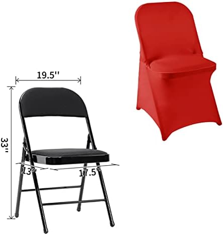 36 PCS Waterproof Stretch Spandex Folding Chair Covers, Dining Room Chair Slipcovers Protector for Wedding, Banquet, Party, Holidays, Celebration and Decoration（Red）