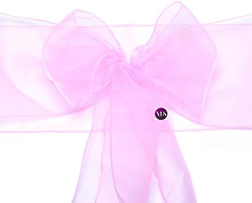 VDS Pack of 300 Organza Chair Sashes for Weddings & Events Décor | Sheer Shiny Dining Chair Bows for Banquet, Party, Reception | Reusable Decorative Sash for Folding & Chiavari Chairs - Pink