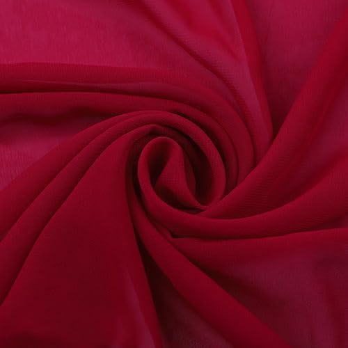 YYCRAFT Chiffon Fabric by The Yard 59" Wide 10 Yards, Burgundy