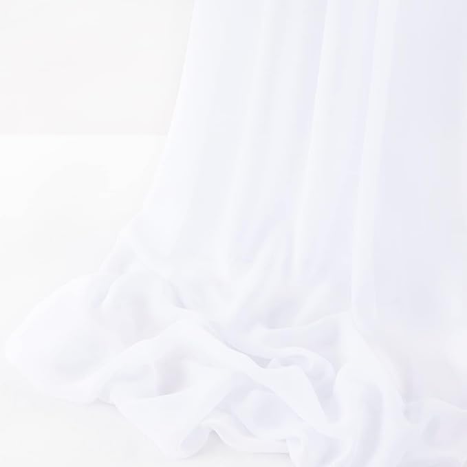 MLMW White Chiffon Fabric Sheer Fabric by the Yard 20 Yards 60" Wide Wedding Arch Draping Fabric Sheer Material for Party Backdrop Curtain Arch Ceiling Decor