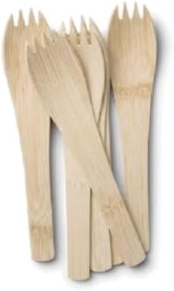 Bambu Pack of 250 - Bamboo Sporks Disposable Set, Biodegradable Eco Friendly Products, Bamboo Utensils for Weddings, Parties, and Events, Compostable Cutlery Great For Any Occasion - Bulk Case