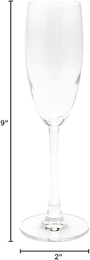 Restaurantware Voglia Nude 6 Ounce Champagne Glasses Set Of 6 Crystal Flute Glasses - Laser-Cut Rim Dishwasher-Safe Stemware Fine-Blown Crystal Champagne Flutes For Special Occasions or Everyday