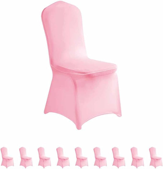 LZY 10pcs Spandex Chair Cover Stretch Slipcovers for Wedding Party, Dining Banquet Chair Decoration Covers (Pink, 10)