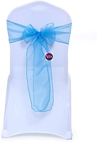 VDS Pack of 300 Organza Chair Sashes for Weddings & Events Décor | Sheer Shiny Dining Chair Bows for Banquet, Party, Reception | Reusable Decorative Sash for Folding & Chiavari Chairs - Blue