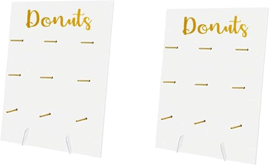 DODXIAOBEUL 2 Pcs Wood Donut Wall Display Stand Reusable Rustic Doughnut Board Holder Donut Party Supplies for Wedding Birthday Festival Table Decor,White1
