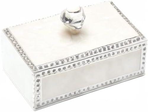 LASODY Diamond Crystal Jewelry Storage Box for Rings Earrings Necklace Treasure Chest Organizer Jewelry Keepsake Gift Box Case for Girl Women (Diamond Rectangle Silver Plating)