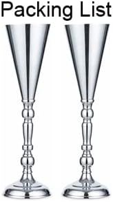 Sliver Vase Centerpiece Table Decorations,2 Pack Metal Tabletop Flower Stand, Wedding Decorations for Reception, 16.5in Trumpet Tall Flower Vase for Birthday, Weddings, Event, Party