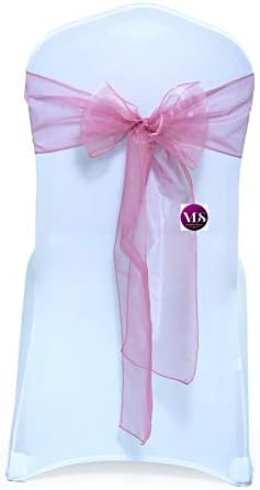 VDS Pack of 125 Organza Chair Sashes for Weddings & Events Décor | Sheer Shiny Dining Chair Bows for Banquet, Party, Reception | Reusable Decorative Sash for Folding & Chiavari Chairs - Dusty Pink