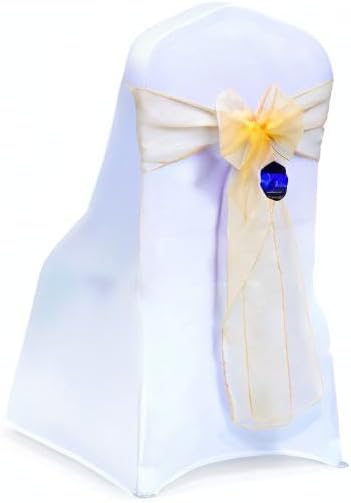 MDS® Pack of 150 Organza Chair Sashes for Wedding Decoration, Reusable Sheer Chair Bows for Banquet Chair Cover, Reception, Bridal Shower, Baby Shower, Birthday Party & Special Events - Gold
