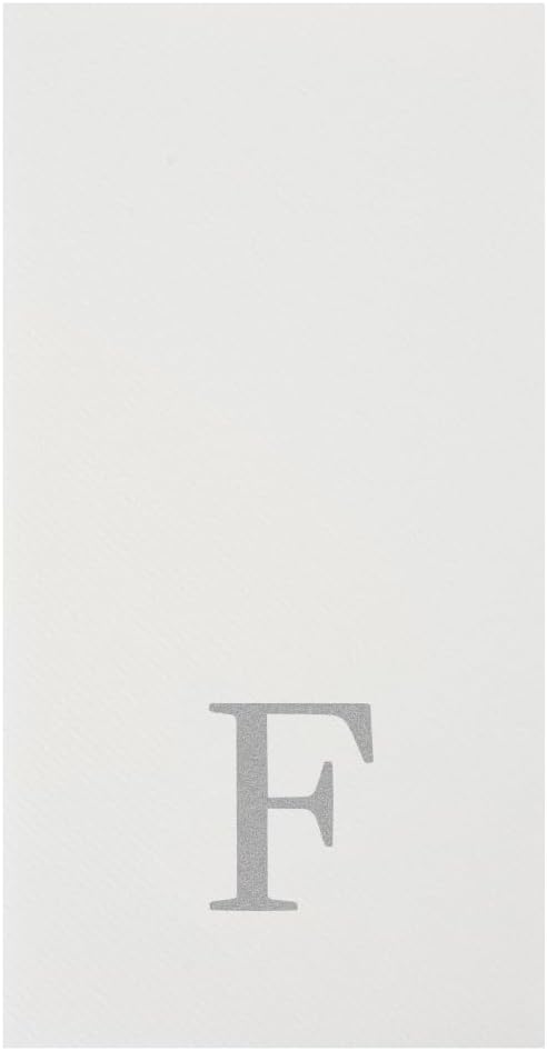 Luxenap 15.8 X 7.9 Inch Linen-Feel Guest Towels, 50 Lettered Hand Towels - Silver Letter 'F', Sans Serif Font, White Paper Dinner Napkins, airlaid, For Restrooms And Tables - Restaurantware