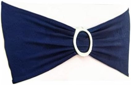Wedding Navy Blue Chair Sashes 100 Pack Spandex Chair Bands with Buckles Dark Blue Chairs Bows for Party Birthday Bridal Shower Engagement Anniversary Outdoor Event Decorations