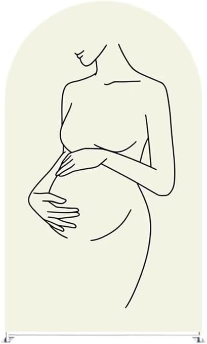 Pregnant Woman Pattern Arched Fabric Backdrop Covers for Pregnant Party Double-Sided Arch Covers and Metal Arch Backdrop Stand