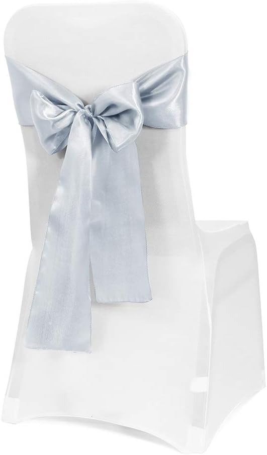 Obstal 10 PCS Satin Chair Sashes Bows for Wedding Reception- Universal Chair Cover Back Tie Supplies for Banquet, Party, Hotel Event Decorations