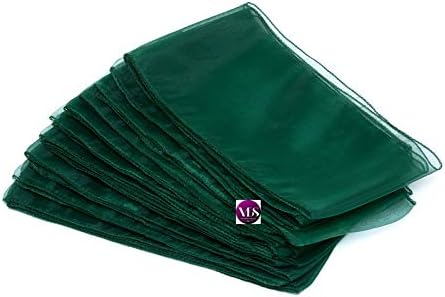 VDS Pack of 200 Organza Chair Sashes for Weddings & Events Décor | Sheer Shiny Dining Chair Bows for Banquet, Party, Reception | Reusable Decorative Sash for Folding & Chiavari Chairs - Hunter Green