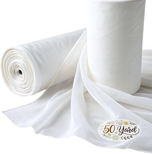 New Star Fabrics Sheer Voile Fabric Draping Panels, 120" Wide (10ft Wide), Perfect for Draping Panels, Wedding Decor & Special Events - Fabric by The Yard (White, 50 Yards)
