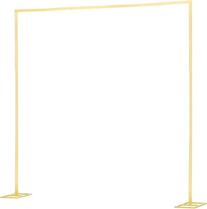 VEVOR Arch Backdrop Stand, 8 x 8 ft, Stable Structure, Easy Assembly, Square Gold Metal Arch Backdrop Stand for Wedding, Birthday Party, Graduation, Holiday Celebration, and Ceremony Decoration