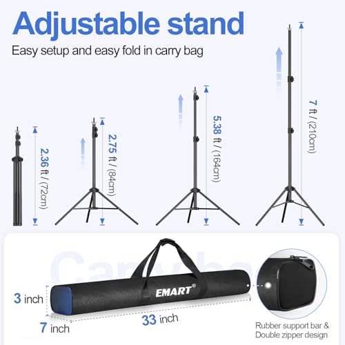 EMART 10x7ft Backdrop Stand +16"X16" Softbox Lighting Kit 3000K-6000K 85W LED Bulb