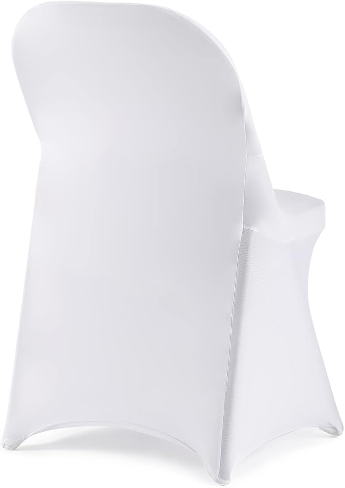 Howhic Folding Chair Covers - 36pcs, Universal Spandex Fitted Covers for Parties, Weddings, Banquets & Conferences (White)