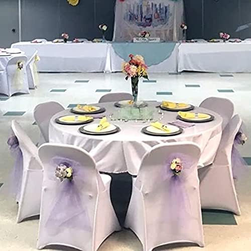 Howhic Folding Chair Covers - 50pcs, Stretchy Fitted Universal Spandex Covers for Wedding, Party, Banquet, Conference (White)