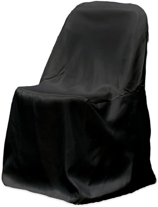Sparkles Make It Special Polyester Folding Chair Covers - Premium, Durable, Foldable Chair Covers/Slipcover for Party, Wedding, Reception, Restaurant Decorations - Black, 150 pcs