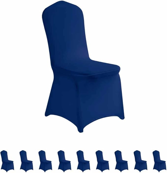 LZY 10pcs Spandex Chair Cover Stretch Slipcovers for Wedding Party, Dining Banquet Chair Decoration Covers (Classic Blue, 10)