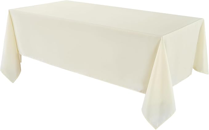 VidaFete 1 Pack Tablecloth 90 * 132inch Rectangle Table Cloth Polyester, Stain Wrinkle Resistant Polyester Dining Table Cover for Kitchen Dinning Party Wedding Tabletop Buffet Decoration(Ivory)