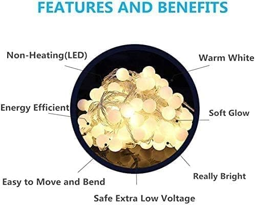 RaThun Globe String Lights Plug in 116 Ft. 200 LED 8 Modes with Remote,Waterproof Fairy String Lights for Indoor Outdoor Bedroom Party Wedding Garden Christmas Tree Decor,Warm White