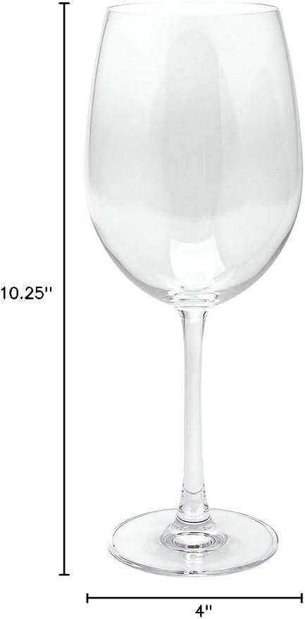 Restaurantware Wine Glasses 6 Count 25 Ounce Glass Bordeaux Wine Drinkware Crystal Dishwasher Safe Lead-Free Clear