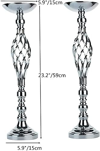 Silver Wedding Vases for Table Centerpieces - Set of 10 Twist Candleholder Stands, Elegant Floral Arrangement Vases, Metal Centerpieces for Reception Table Wedding Road-Leading Home Decor