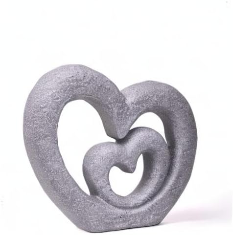 HAUCOZE Modern Home Decor Heart Figurine Sculpture Lover Statue Table Centerpiece Gift for Living Room Desktop Polyresin 13.4 Inch