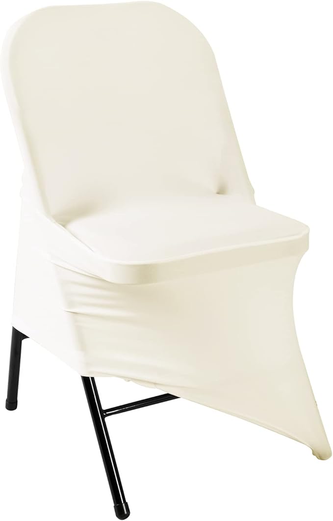 Spandex Chair Cover,12PCS,Living Room Folding Chair Covers,Removable Chair Covers Washable Protector Stretch Chair Cover for Party, Banquet,Wedding Event,Hotel(Ivory)
