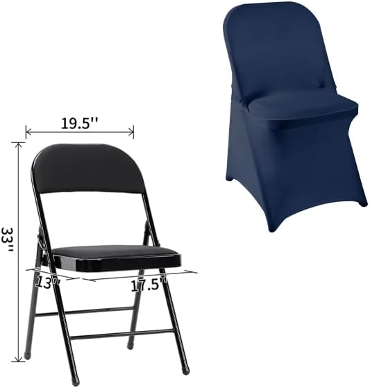 36 PCS Waterproof Stretch Spandex Folding Chair Covers, Dining Room Chair Slipcovers Protector for Wedding, Banquet, Party, Holidays, Celebration and Decoration（Navy Blue）