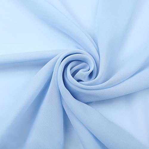 YYCRAFT Chiffon Fabric by the Yard 59" Wide 5 Yards, Baby Blue
