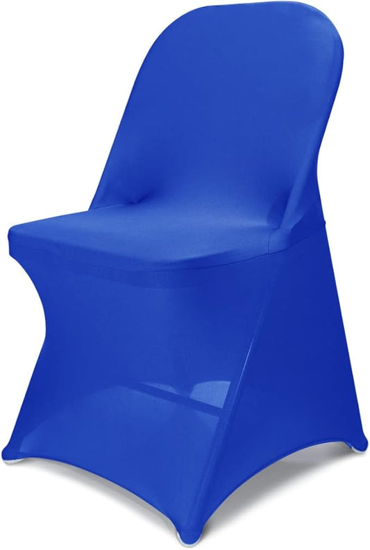 Babenest Spandex Folding Chair Covers - 10PCS Upgraded Universal Stretch Washable Fitted Chair Slipcovers Protector for Wedding, Holidays, Banquet, Party, Celebration (Royal Blue)