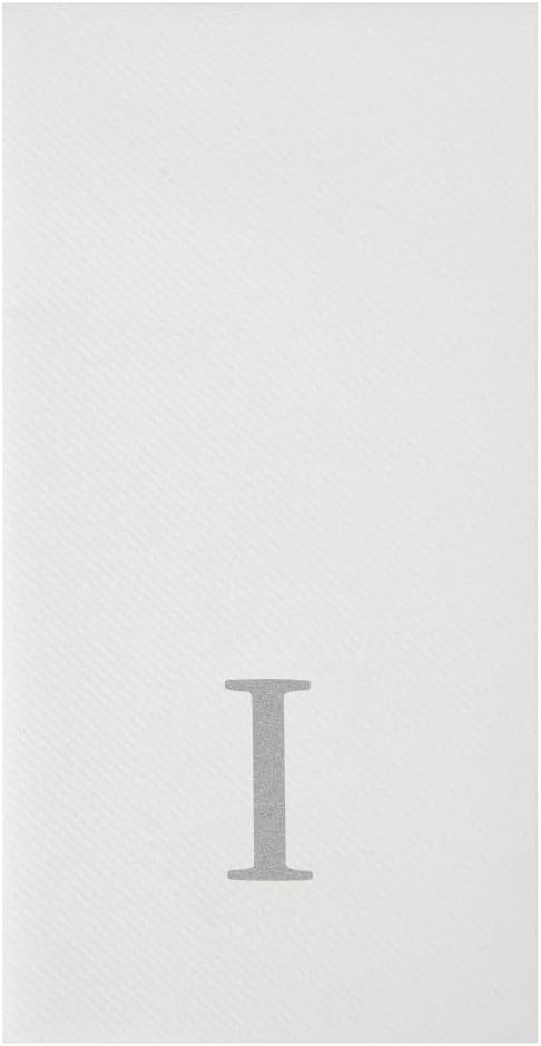 Luxenap 15.8 X 7.9 Inch Linen-Feel Guest Towels, 2000 Lettered Hand Towels - Silver Letter 'I', Sans Serif Font, White Paper Dinner Napkins, airlaid, For Restrooms And Tables - Restaurantware