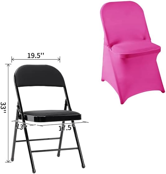 36 PCS Waterproof Stretch Spandex Folding Chair Covers, Dining Room Chair Slipcovers Protector for Wedding, Banquet, Party, Holidays, Celebration and Decoration（Fuchsia）