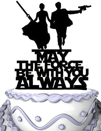 Meijiafei Wedding Cake Topper - Script May the Force with You Always for Anniversary Party Supplies