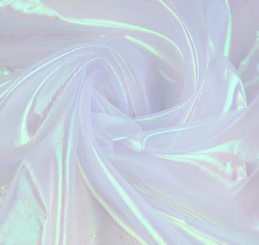 YYCRAFT Two Tone Sheer Organza Fabric by the Yard for Curtain Weddings Decor 10 Yards, Iridescent White